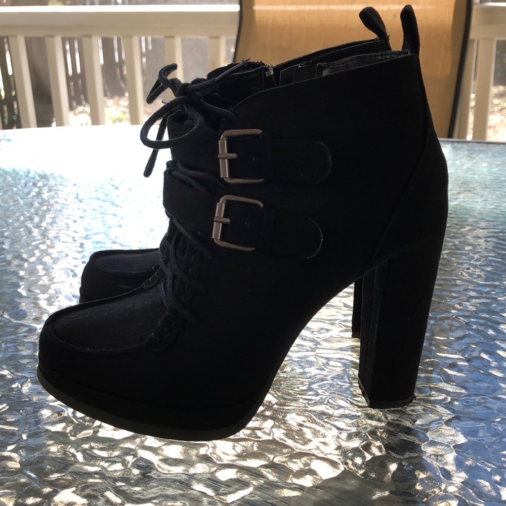 Black high heel booties